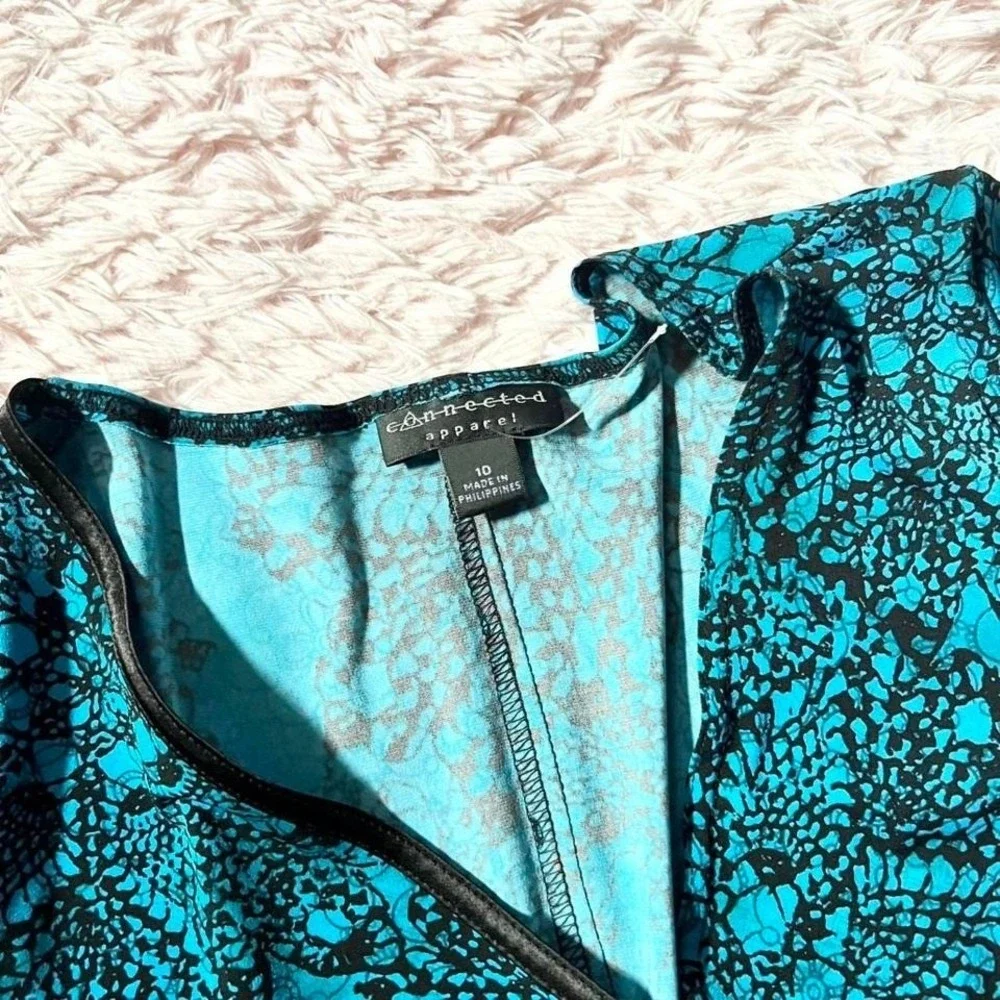 Teal Floral Wrap Academia Powerful Dress Womens 10 Dark Fairy Unique Eclectic